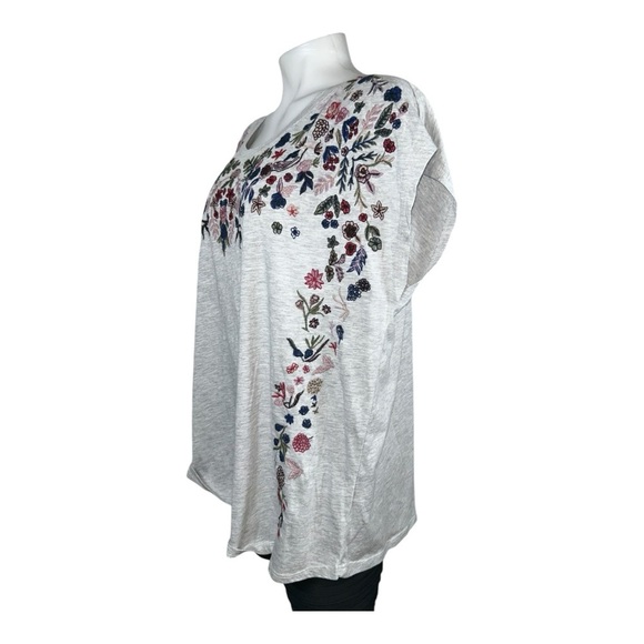Lucky Brand Cotton Gray Floral Embroidered Women's Top - Gray Size 3X - Picture 3 of 10